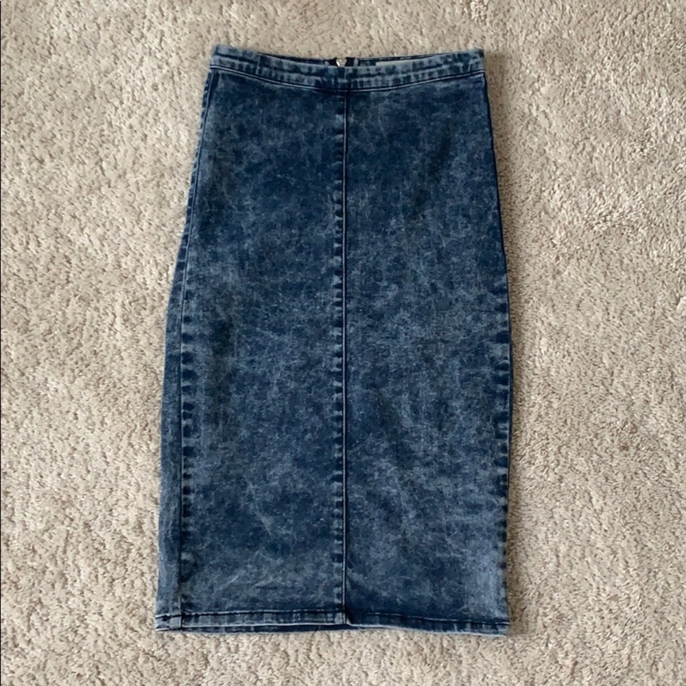 TopShop Acid Wash Midi Bodycon Pencil Skirt